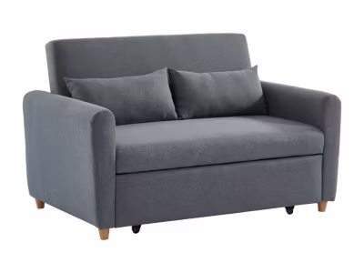 Canapé 2 places convertible en tissu gris AYLA