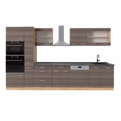 Vicco Cuisine complète  gris noble/chêne doré 350cm , PT Anthracite