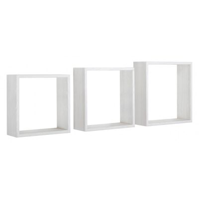 Ensemble de 3 étagères murales, cubes décoratifs, cubes muraux, chêne blanchi, 30x30x10cm, 27x27x10cm et 24x24x10cm – Incubo Slim