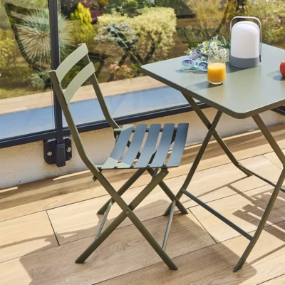 Chaise de jardin pliante Greensboro vert laurier acier  – Hespéride