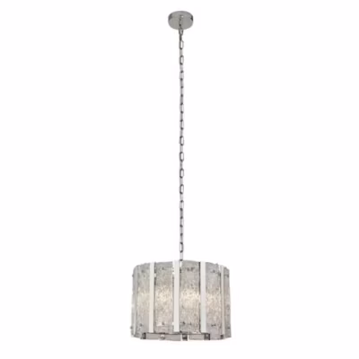Searchlight ALEXANDRA – Plafonnier à 5 ampoules en argent satiné avec verre Aquatex, barres métalliques