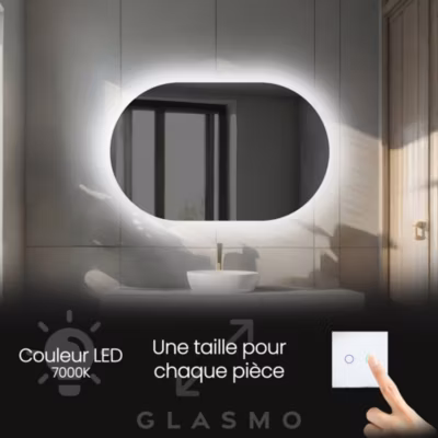 Miroir avec LED Illumination Salle de Bain – Ariana, 120×60 cm, Miroir Mural, Moderne Miroir, Blanc Froid 7000K