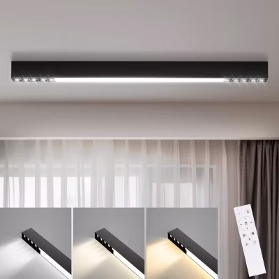 ZMH Plafonnier LED Moderne 1065mm Noir Dimmable pour Bureau et Chambre à Coucher
