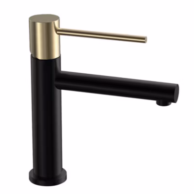 Robinet de lavabo monocommande ZUNI avec finition NOIR OR mat en laiton Kibath