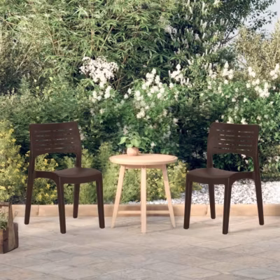 317730 vidaXL Chaises de jardin 2 pcs Moka Polypropylène
