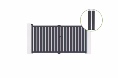 Portail battant 3m VEYMONT H.160cm alu gris + 2 poteaux 20x20cm H.190cm