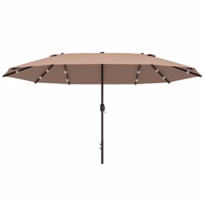 Parasol avec LED, Doppelsonnenschirm 440×260 cm, Métal, Kurbelschirm