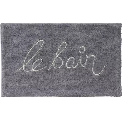 Tapis de bain en coton fantaisie gris 50x80cm