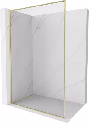 Mexen Kioto-F L paroi de douche Walk-in avec cadre 65 x 202 cm, transparent 8 mm, or brossé – 800-065-174-55-00
