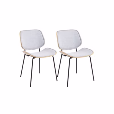 Chaises rétro en chêne et tissu (lot de 2) gris clair  – ELLEA