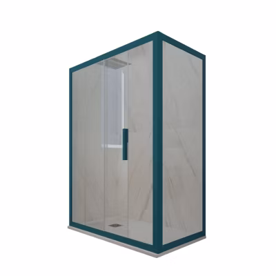Cabine parois de douche angulaire coulissante 70×140 cm H 200 en PVC Vert Night Watch Verre Transparent mod. Deco Duo