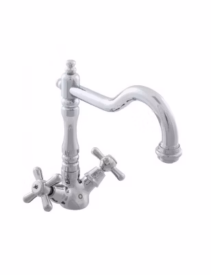 Mélangeur lavabo MORAVA RETRO pivotant laiton noir mat avec pop up