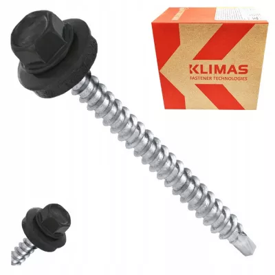 Vis de toiture Klimas WFD pour tôle trapézoïdale sur bois RAL 7016 Gris anthracite 4,8×80 mm 100 pcs
