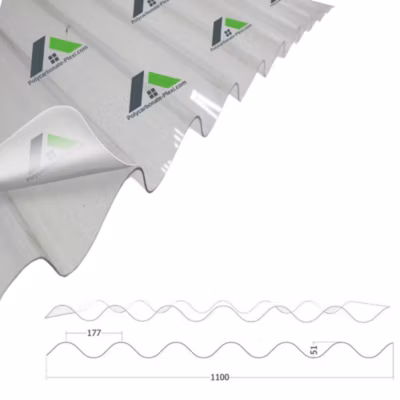 Polycarbonate Ondulé Grandes Ondes 2500x1100mm