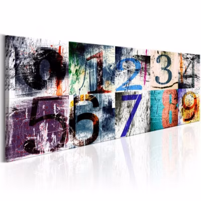 Tableau Numéros colorés 135×45 cm