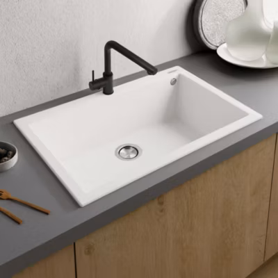 Évier à encastrer 1 Cuve 50x40x20cm – Quartz Blanc – Kera SE FRÉCAN