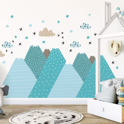 Stickers enfant montagnes scandinaves jessika 80 x 120 cm