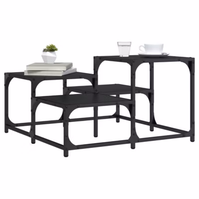 vidaXL Table basse noir 68x68x40 cm bois d&rsquo;ingénierie 837747