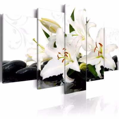 Tableau Zen Lilies and zen stones 100×50 cm