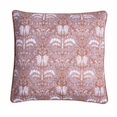 COUSSIN IMPRIME COTON SLUB ROSE GARANCE  50X50
