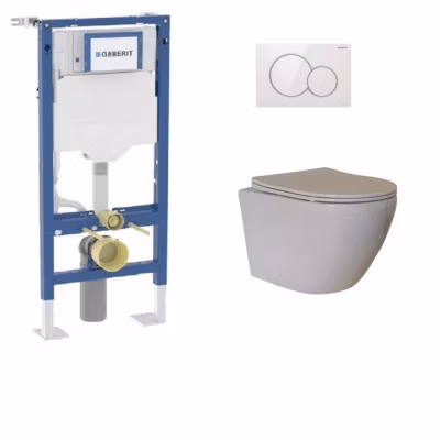 Pack Geberit UP320 + Cuvette sans bride KELOS Flush Blanc + Plaque Sigma Blanc
