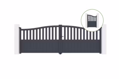 Portail battant 4m MEIJE H.140cm alu + portillon MEIJE H140 GRIS