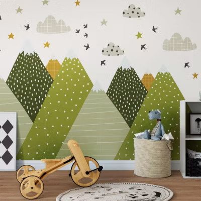 Stickers enfant montagnes scandinaves helka 110 x 165 cm
