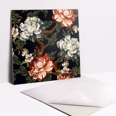 Carreaux vinyle Tulup 30×30 cm Fleurs colorées 9 pcs