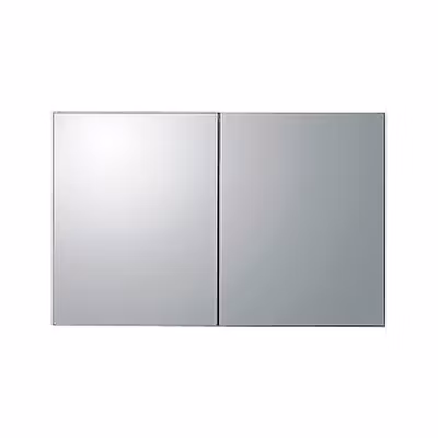 Armoire de toilette aluminium 2 portes- miroir à l&rsquo;intérieur et à l&rsquo;extérieur – 100x66x12cm