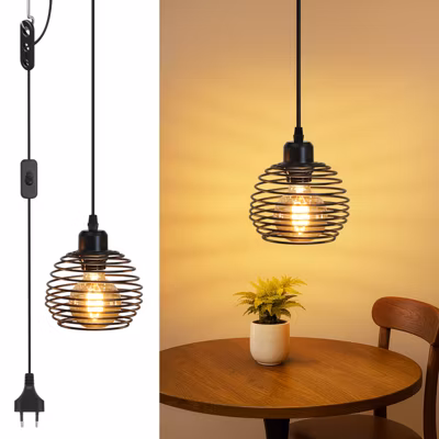 ZMH Suspension Vintage Noir 4,5 M Avec Interrupteur  E27 Maximum 40 W