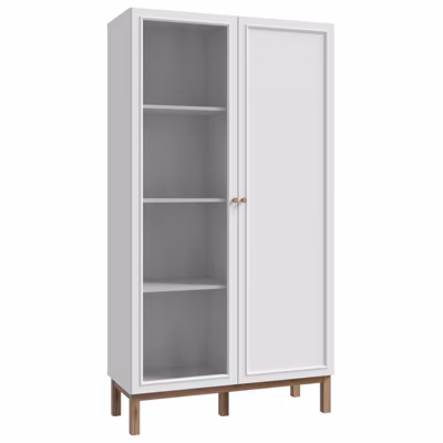 Armoirette vitrée décor gris et chêne avec portes réversibles – UDINE