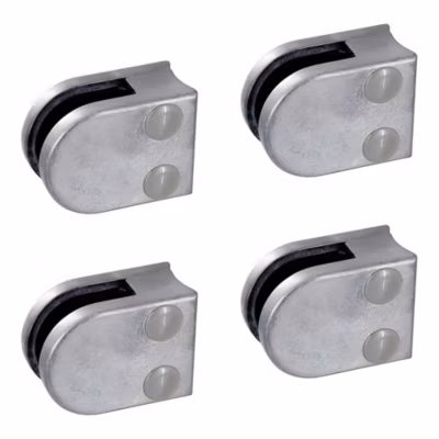 4 x Pince à verre pour tube diam. 42,4 modèle 00 – Ep. verre 6,76 mm – Zamak brut