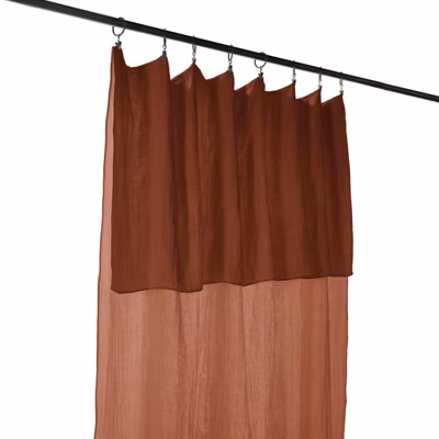 Rideau ajustable 140 x 300 cm double gaze de coton terracotta – PEPA