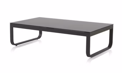Table basse en aluminium marron avec verre trempé noir  130×73 cm