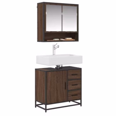 Armoire de lavabo de salle de bain chêne marron 65x33x60 cm vidaXL