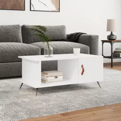 vidaXL Table basse blanc 90x50x40 cm bois d&rsquo;ingénierie 829460