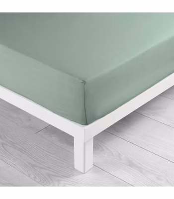 DRAP HOUSSE 2 PERSONNES UNI 57 FILS LINA SAUGE – 160x200cm – Vert sauge
