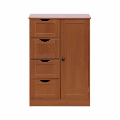 Armoire de Salle de Bains 4 Tiroirs 1 Porte en MDF Marron Rebecca Mobili