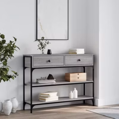 vidaXL Table console sonoma gris 100x25x75 cm bois d&rsquo;ingénierie 834183
