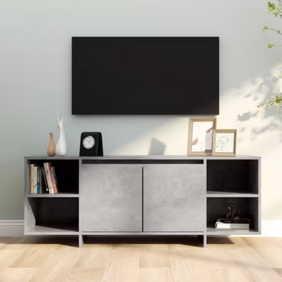 Meuble TV-Banc TV-Meuble Télé Gris béton 130x35x50 cm Bois d&rsquo;ingénierie vidaXL 673771