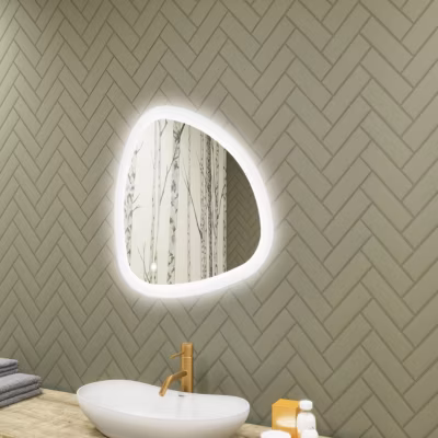 Miroir LED Salle de Bain – ARTFORMA – Irrégulière – 64x64cm – LED Dual + Interrupteur tactile