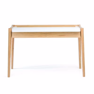 Bureau 2 Tiroirs « Feldbach » 126cm Chêne & Blanc