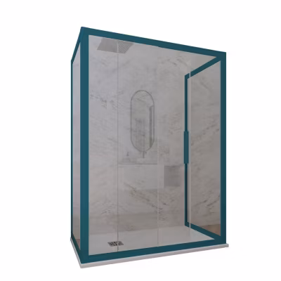 Cabine parois de douche coulissante 3 côtés 70x110x70 cm H 200 en PVC Vert Night Watch Verre Transparent mod. Deco Trio