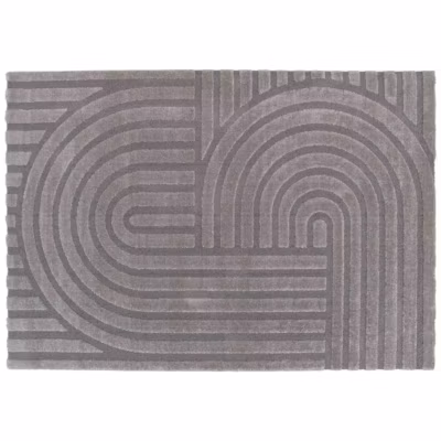 Tapis rectangulaire à poils ras motif contemporain gris 120 x 170 cm  Oviala