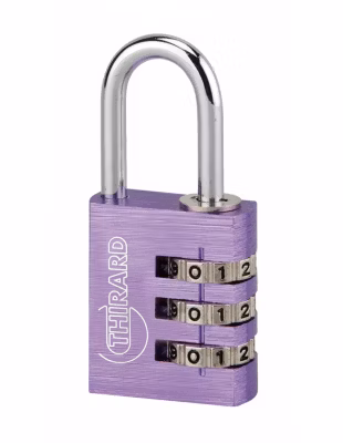 Cadenas à code Type 1, intérieur, alu, violet, 30mm, 3 chiffres – THIRARD