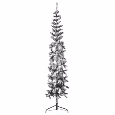 Demi sapin de Noël artificiel mince avec neige floquée 240 cm vidaXL
