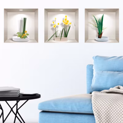 Stickers effet 3D jonquilles au printemps 40 x 120 cm