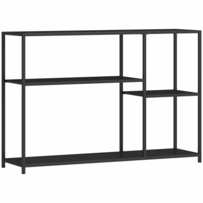 Console meuble d&rsquo;entrée style industriel 4 étagères dim. 110 x 30 x 75 cm acier panneaux noir