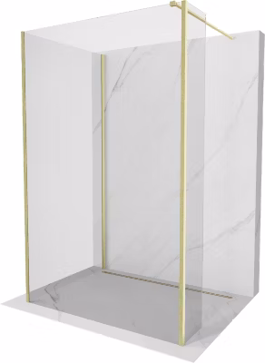 Mexen Kioto paroi de douche Walk-in 120 x 70 x 30 cm, transparent, or brossé – 800-120-070-221-55-00-030
