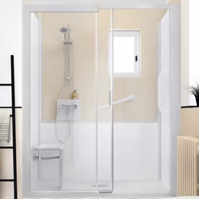 Cabine de douche Kinedo Kinemagic Sérénité 170×80 niche mixte coulissante verre transparent avec mitigeur